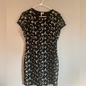 & Other Stories embroidered floral mesh mini dress